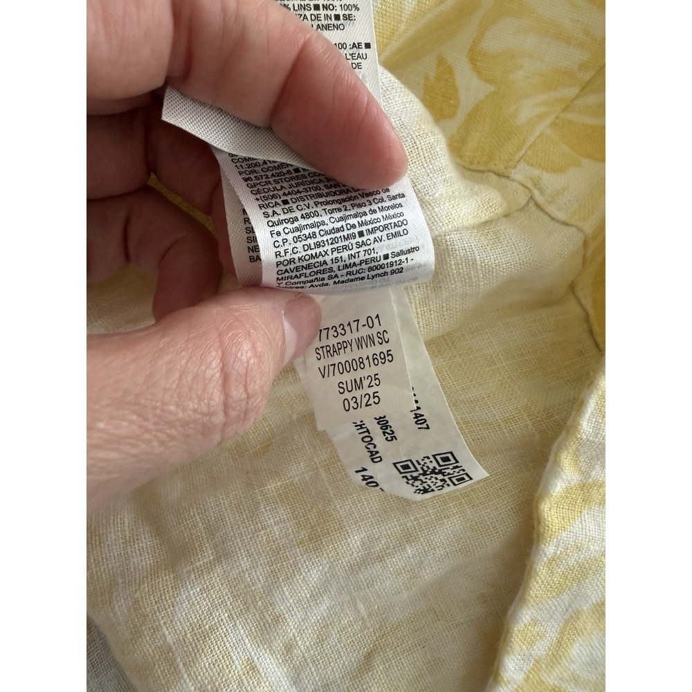 Banana Republic‎ Linen Sundress 8 Yellow Floral Cutout Back Midi Dress - Picture 9 of 13